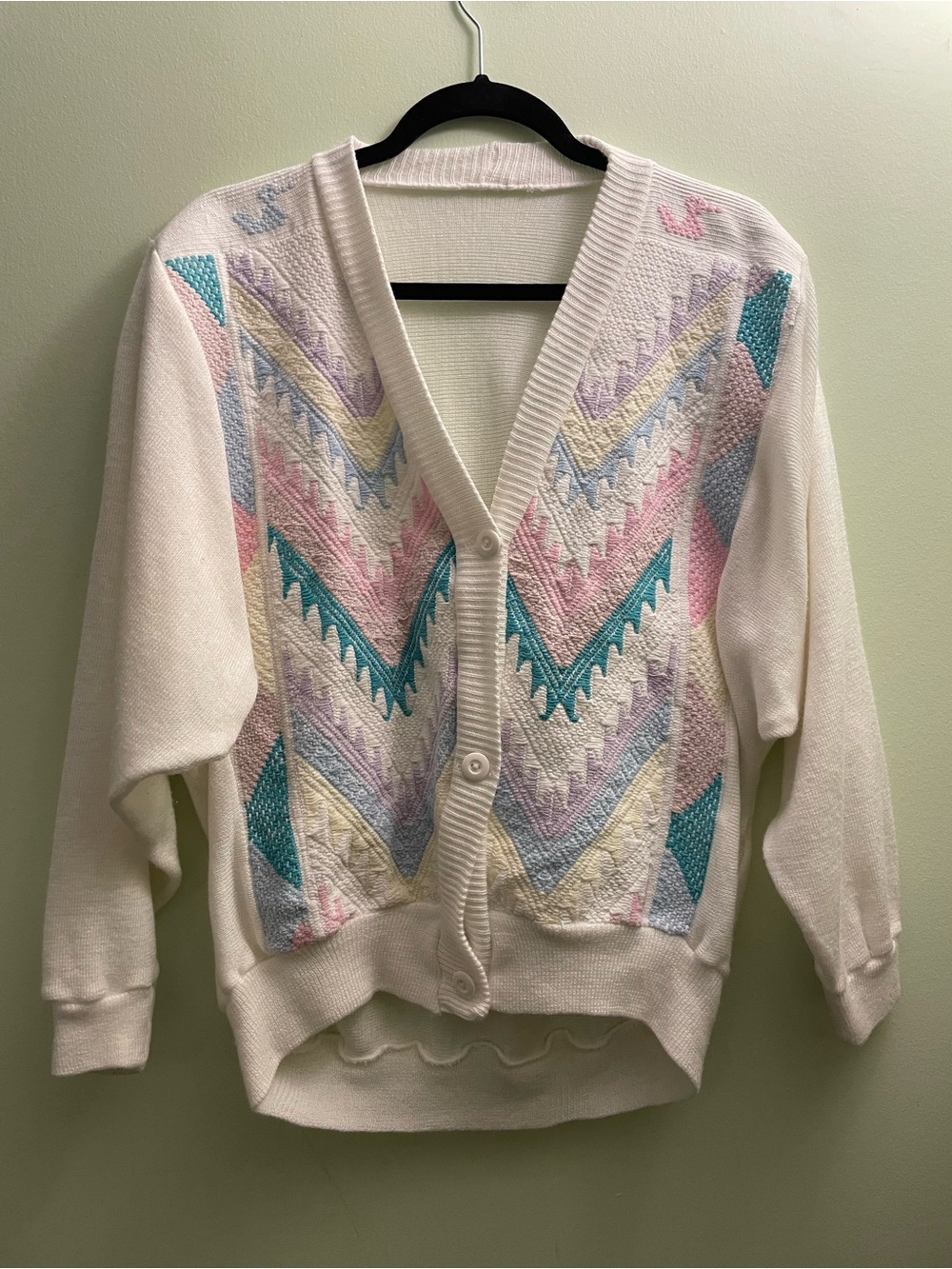 Vintage 80s Women's Patel Cream Cardigan estimated size M-L